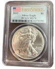 2012 $1 PCGS MS70 AMERICAN SILVER EAGLE - FIRST STRIKE - FLAG LABEL - MS 70