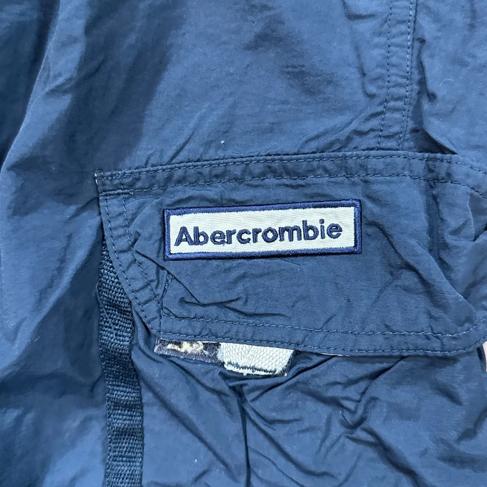 Pantalones de Colección Abercrombie Fitch Para Hombres M Azul Forrado Pista Cortavientos Bolsillo de Carga Foto 3 de 4