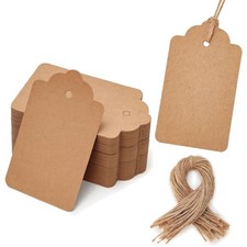 Geschenkanhänger Kraftpapier Braun 100 Stück Etiketten mit Juteschnur Hochzeit