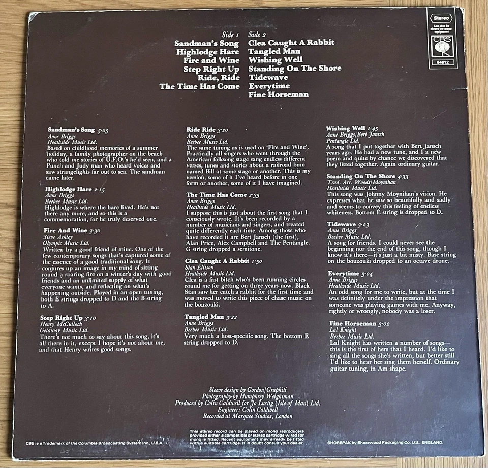 Anne Briggs – The Time Has Come 1st UK LP VINYL 1971 CBS RECORDS ACID FOLK - Image 2 of 4