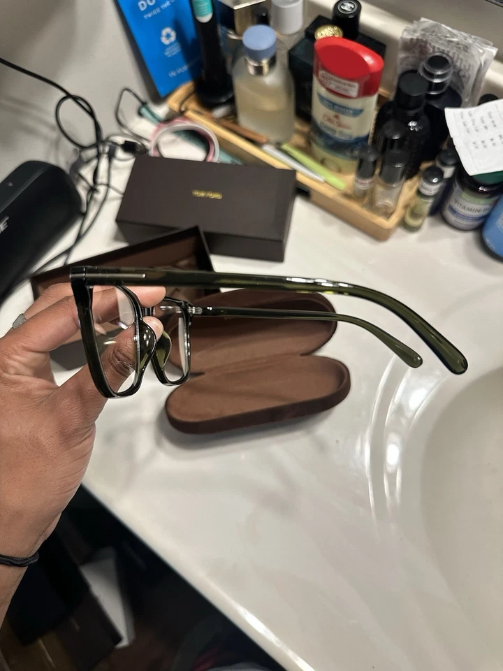 Gafas para hombre Tom Ford FT5304 093 verde brillante lentes transparentes de plástico 54 mm Foto 3 de 3