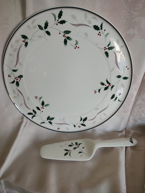 Christopher Stewart 13" Bone China Cake Plate and accompanying cake server. 