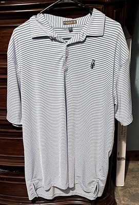 Mens Xl Light Blue Striped Peter Millar Summer Comfort Short Sleeve Golf Polo