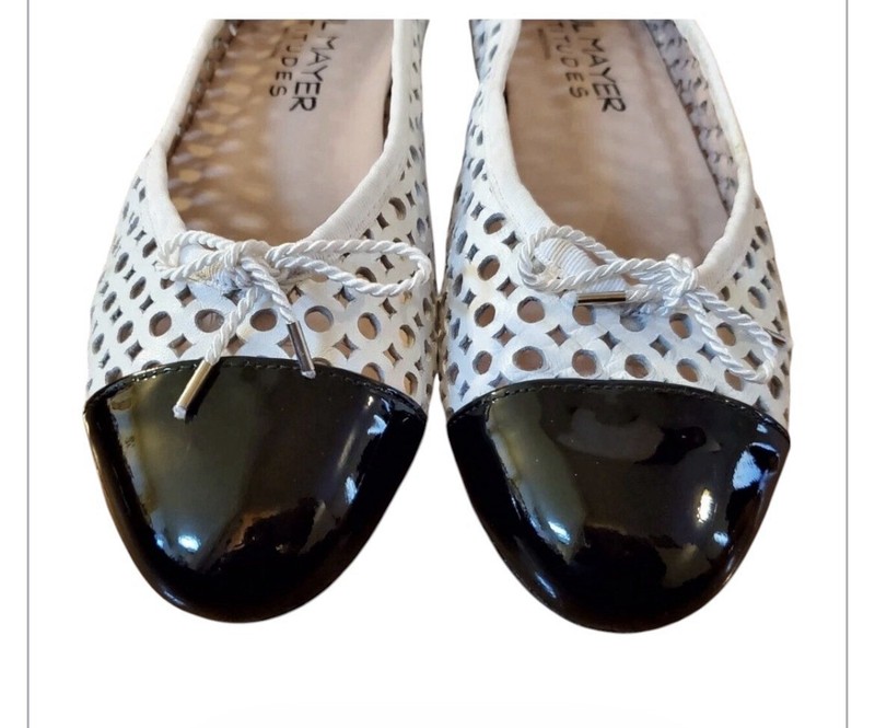 Paul Mayer Brandy  perforated black and white ballet flats size 9B