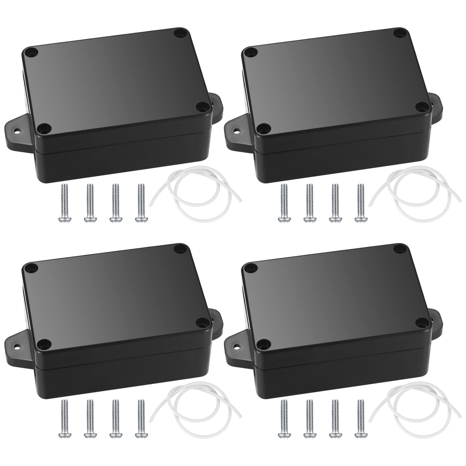 4 Pcs Junction Boxes IP65 Waterproof, ABS Plastic Project 4 items, Black