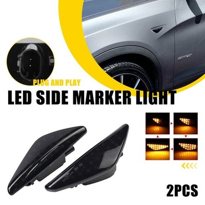 2x LED Smoked Side Amber Marker Sequential Lights For 2008-2014 BMW X6 E71 E72