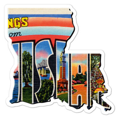 Vintage Louisiana Map Sticker Decal