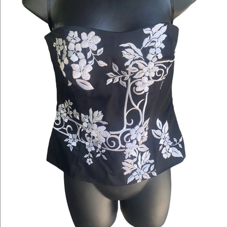 White House Black Market embroidered corset top. Size 2. Excellent  condition.