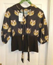 NWT Owl Printed Peplum Top by GDG Actuel, UK10 (2)