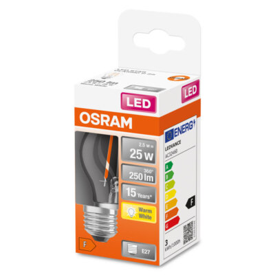 Osram LED Filament Leuchtmittel Tropfen 2W =25W E27 klar 250lm FS warmweiß 2700K