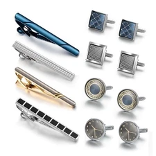 wynameleri Cufflink and Tie Clip Set for Men, 12 PCS Necktie Bars and Cuff Li...
