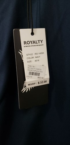 Royaly Mens Cargo Short Relaxed Fit w/ belt Pocket blue size 46 w - Picture 6 of 12