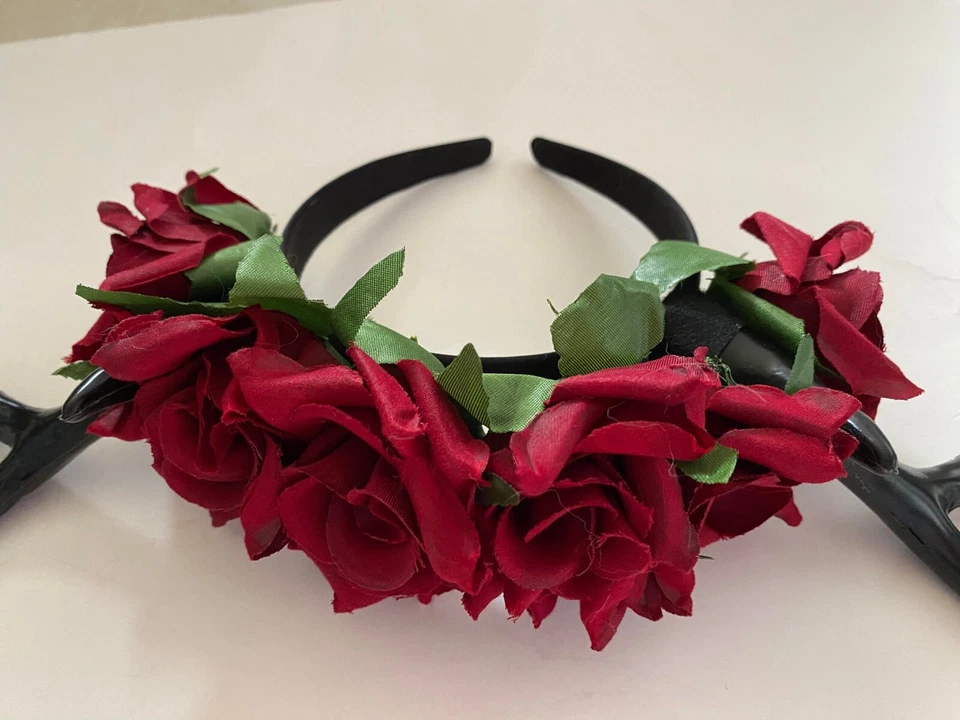 Красная роза голова короны ~ Ренессанс или цветы обруч для волос головной убор костюм новый - Изображение 3 из 4