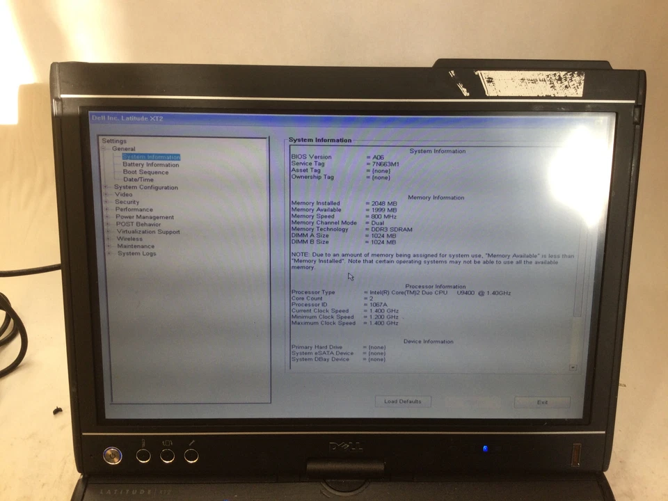 DELL LATITUDE XT2 - BOOTS TO BIOS - INTEL CORE 2 DUO - 2GB RAM - READ DESCRIP-BB - Image 3 of 4