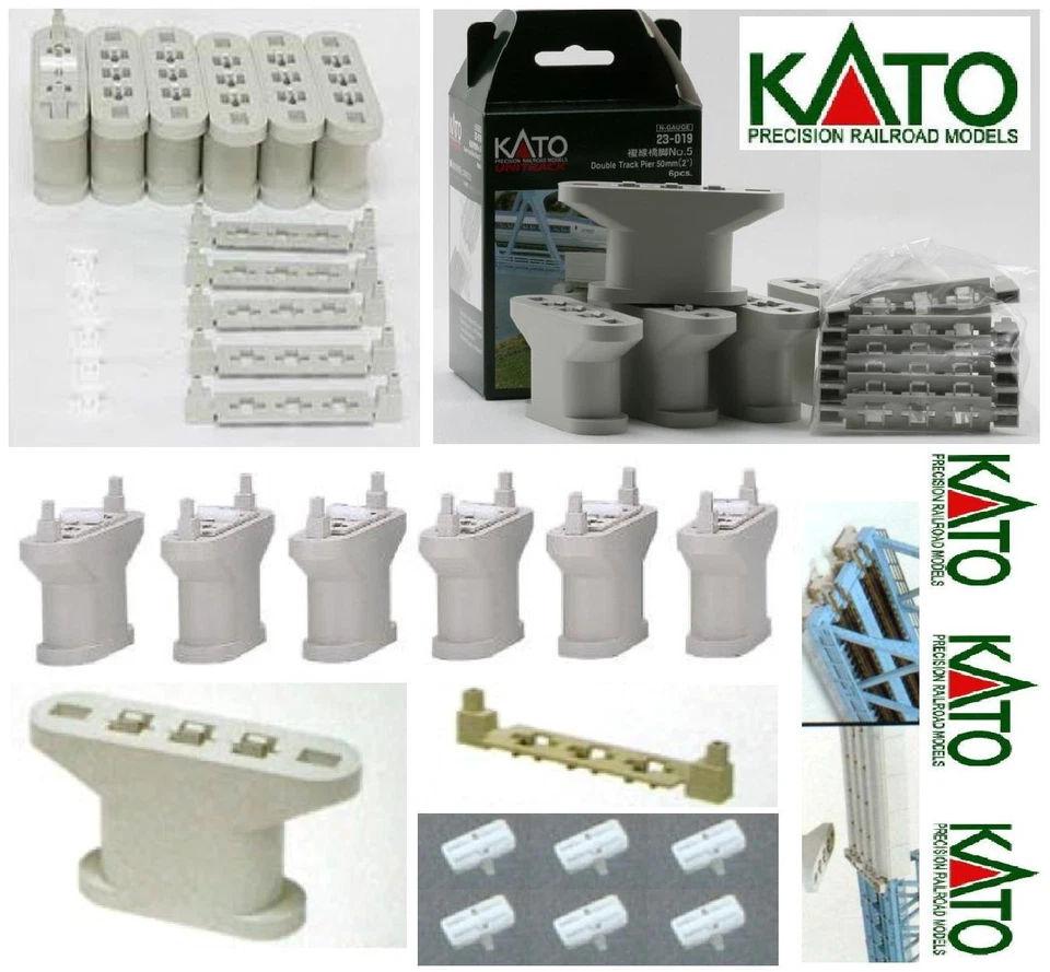 KATO 23-019 N.6 PILLARS OVAUX HAUTS MM.50 MAX Pour 2 RAILS SURÉLEVÉS ÉCHELLE-N - Photo 1/1