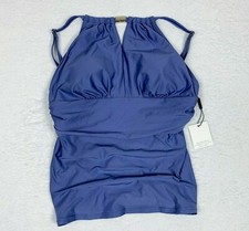 NWT NEW CALVIN KLEIN KEYHOLE SOFT CUP 4 WAY UPF 50 GRAY BLUE TANKINI SWIM XS