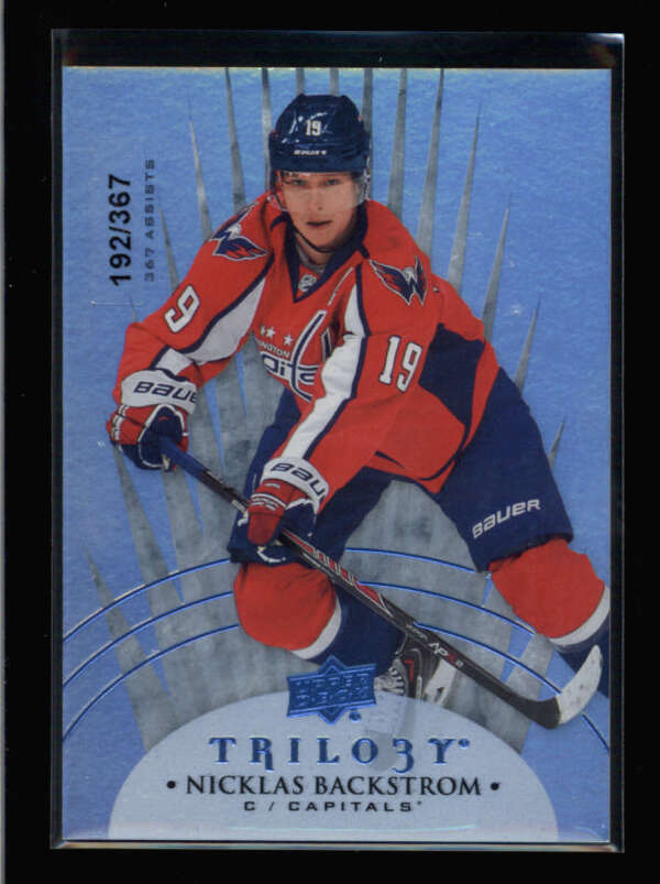 NICKLAS BACKSTROM 2014/15 UPPER DECK TRILOGY #23 STAT LINE PARALLEL #/367 BA6604