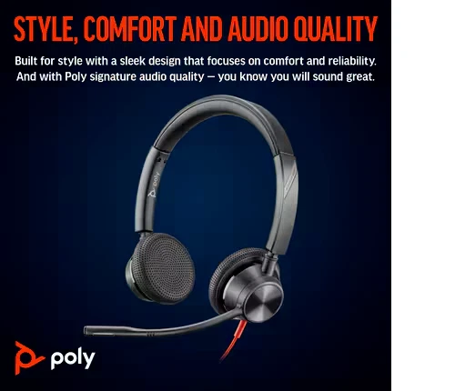 Plantronics - Blackwire 3325 Wired Stereo Headset w/ Boom Mic (Poly)-New in Box - Image 2 of 4