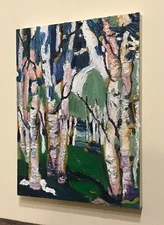 Pink Birches, Oil Painting, Reproduction of Tomy Thomson