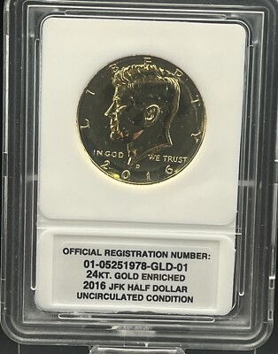 2016 D JFK John F. Kennedy Half-Dollar Encased Uncirculated 24K