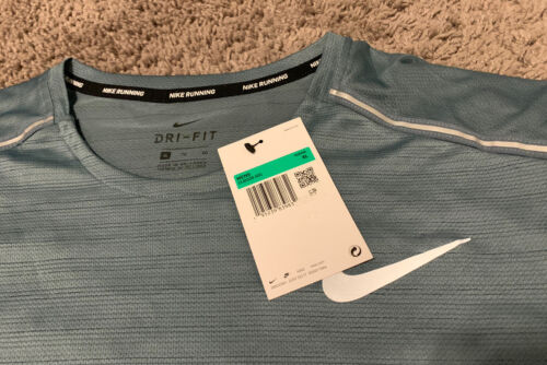 Mens Nike Pinnacle Run Division Short Sleeve Running Top Shirt Blue Sz XL B39 - Picture 3 of 4