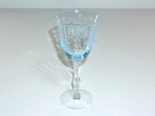FOSTORIA NAVARRE 6” ELEGANTE CRISTALLO AZZURRO 4,5 OZ BICCHIERE CALICE VINO CHIARO - Foto 6 di 6