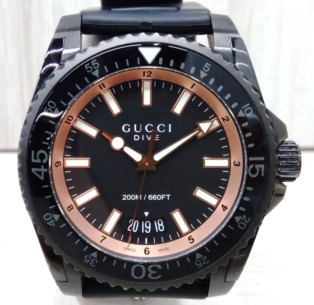 GUCCI Dive 136.2 Quartz Analog Men's Watch Black Case Size GUCCI Dive 136.2 Quartz Analog Men's Watch Black Case Size
