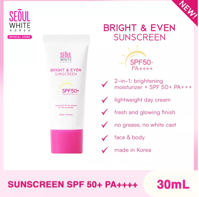 Seoul White Korea BRIGHT & EVEN Sunscreen SP50+ PA++++ Tube (30ml