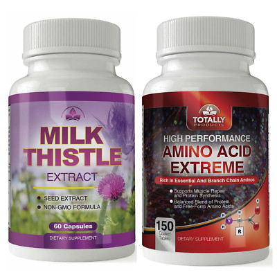 Milk Thistle Extract Liver Support & Amino Acid BCAA Muscle Supplement 150 Tabs