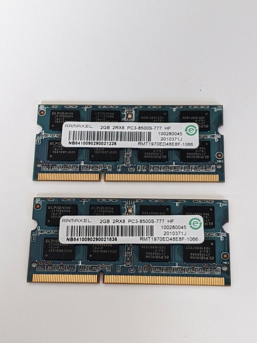 RAMAXEL GB (2GBx2) DDR3 2RX8 PC3-8500S-777 Laptop Memory