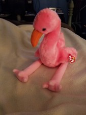 Ty Beanie Buddy -Pinky The Flamingo- MWMT-18"-Bright Pink Color With Long Legs
