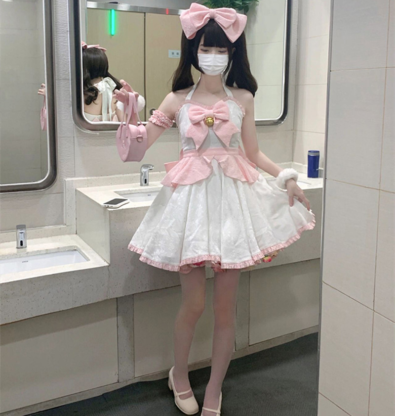 Vestito Lolita Kawaii Stile Vintage Francese - Abito Estivo Con Fiocco, Per Cosplay E Feste, Vari Taglie Disponibili