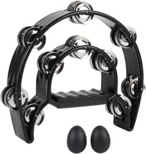 Pandereta de doble hilera, sonajas met licas, percusi n manual pandereta. neuvo.