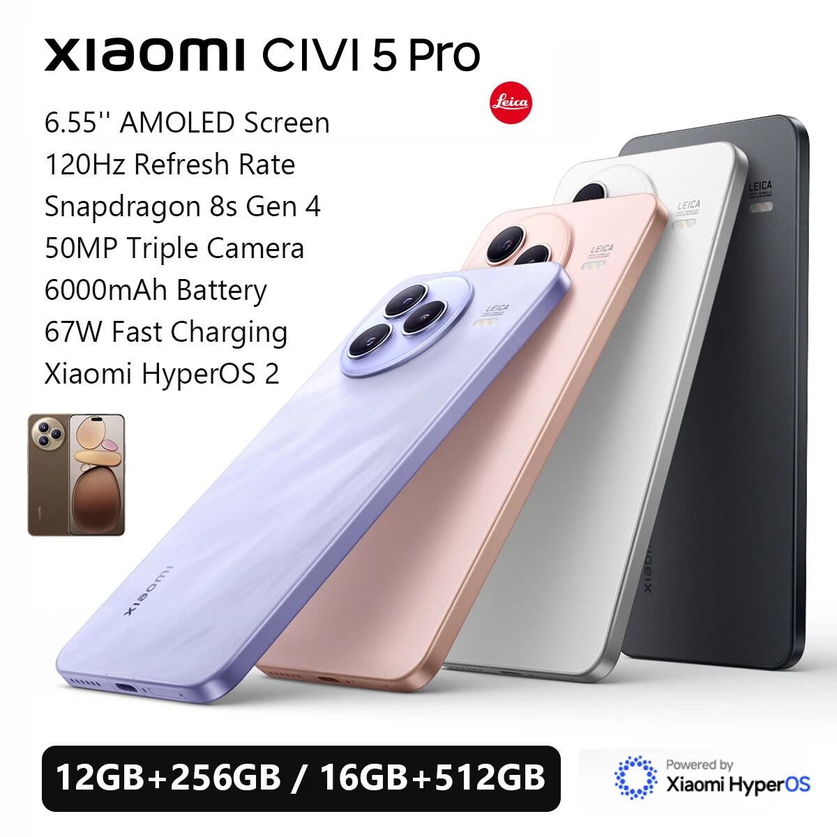 Xiaomi CIVI 5 Pro 本体 12GB 256GB Xiaomi Civi 5 Pro 発表、スペックや価格、発売日などを分かり
