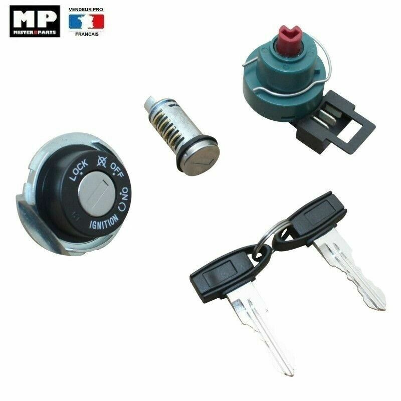 Kit contacteur à clé complet pour scooter Piaggio Fly 50 avec double de clés noir en métal