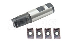 Shars 1" 4 Flutes 90  Indexable End Mill with 4 PCS of APKT 1003 Insert New P 