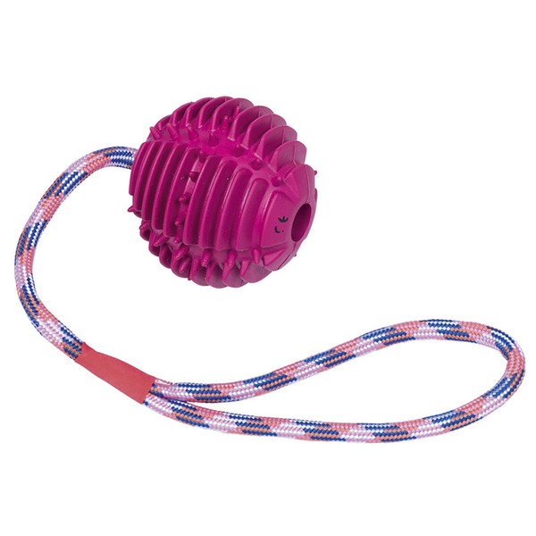 Nobby Vollgummi Ball Mit Seil Lila Hundespielzeug 7,5Cm Zahnpflege Robust-image