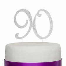 90 Silver Rhinestone Cake Topper Birthday Party Supplies Silver