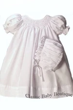 NWT Petit Ami 6 Months 6M White Smocked 2pc Baptism Christening Dress Baby Girls
