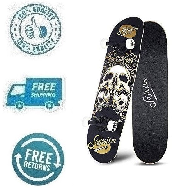 New Pro Complete Skateboard Skull Skate Board Gift for Boy G
