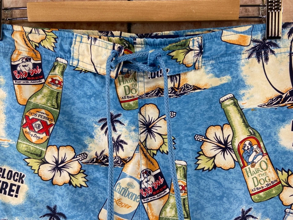 Bañador forrado BIG DOGS pantalones cortos de playa cinco en punto en algún lugar para hombre talla 4X cerveza Foto 3 de 4