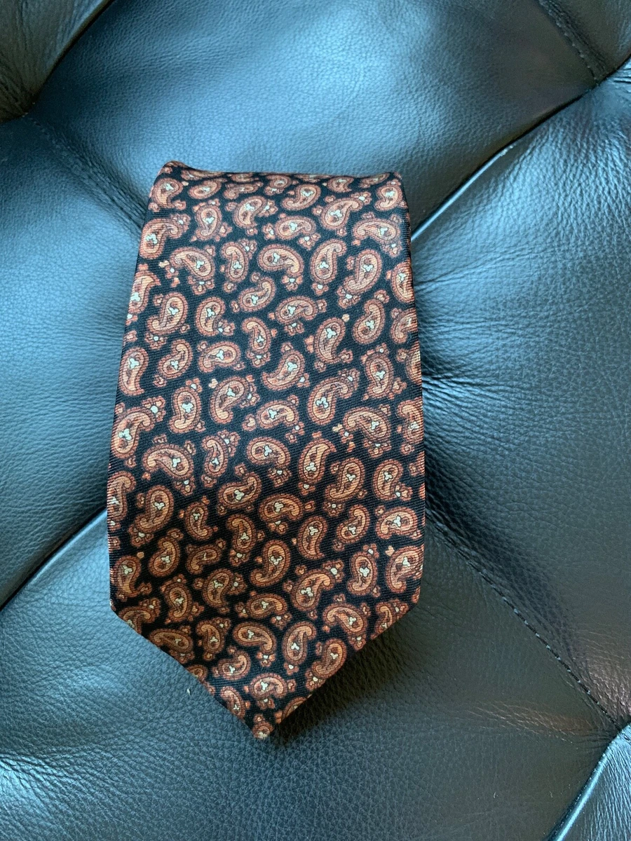Vintage Pierre Balmain Silk Tie Necktie Paisley Black 