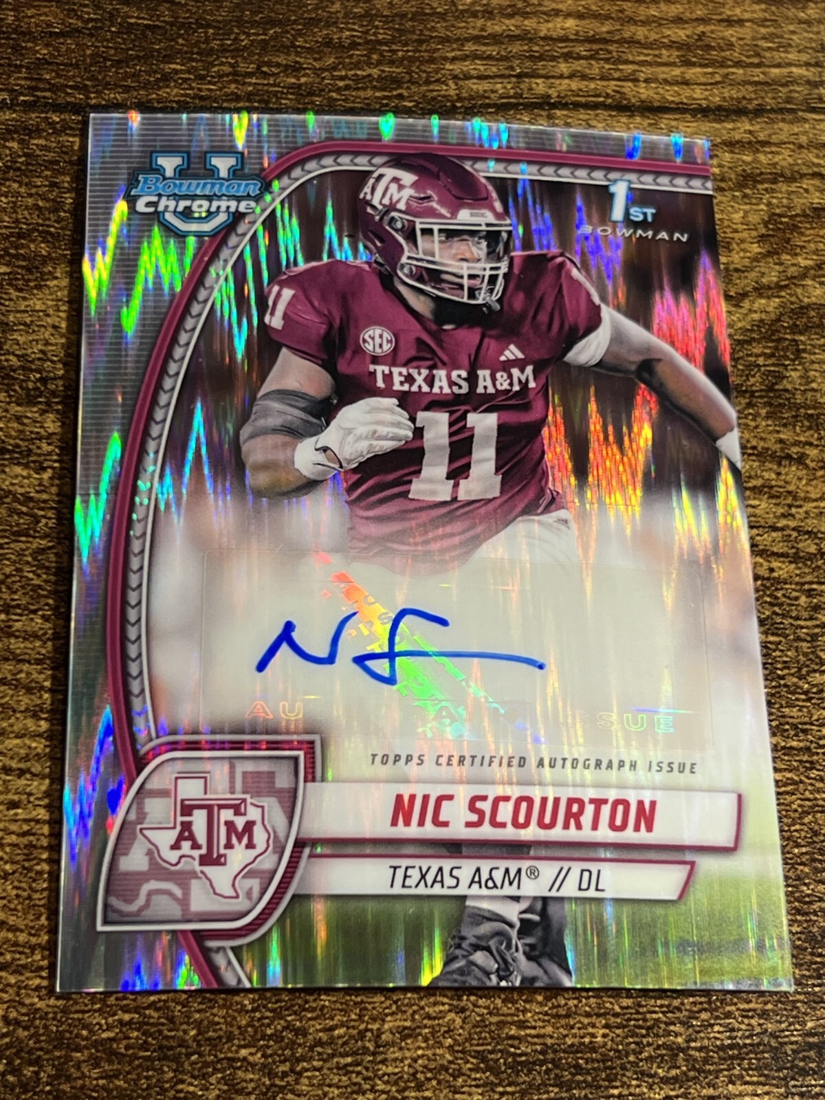 NIC SCOURTON 2024 Bowman Chrome University #PA-NSC 1st Silver Stealth Auto