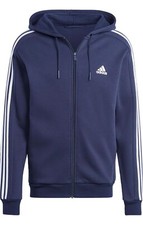 NEW adidas men Essentials Fleece 3-Stripes Full-Zip Hoodie RETAIL 2XL 65