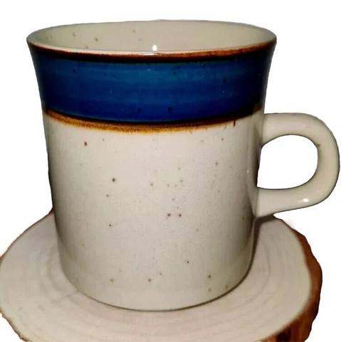 VTG Sango Stoneware Coffee Cups 6 Rainbow Mariana Retro Blue Brown EUC Japan