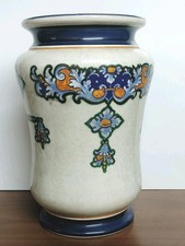 Vaso  in ceramica Alto Firmato Facciolini decoro blu ornato.