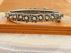 Vintage Miram Haskell Hinged Silver Tone Floral Cuff bracelet 1950s--429.25
