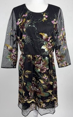 badgley mischka embroidered mesh dress Badgley Mischka Floral Scarf Strapless Gown