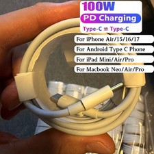 For iPhone 16 15 17 iPad MacBook Pro 100W Fast Charger USB-C Charging Cable Lot