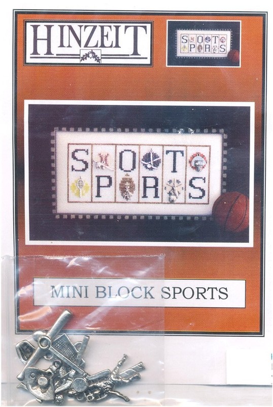 Hinzeit MINI BLOCK SPORTS Cross Stitch Pattern w/ 6 Charms ~ tennis / baseball